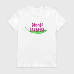 Футболка хлопковая женская Летняя благодать, цвет: белый