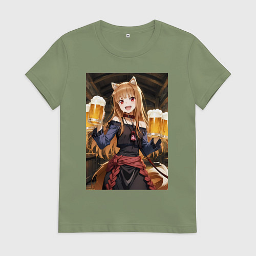 Женская футболка Волчица Холо с кружками пива / Авокадо – фото 1