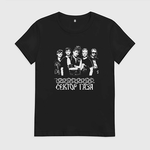 Женская футболка Сектор газа пиксельный белый портрет / Черный – фото 1