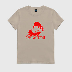 Женская футболка Сектор газа красный трафарет