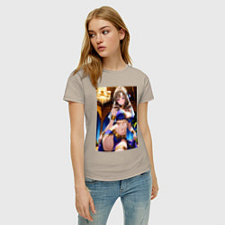 Футболка хлопковая женская Mamako oosuki в одежде танцощицы, цвет: миндальный — фото 2