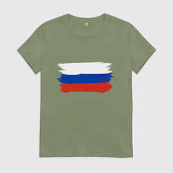 Женская футболка Флаг россии нарисованный