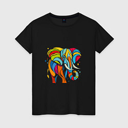 Женская футболка Разноцветный слон