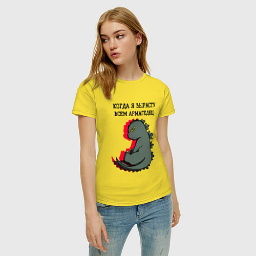 Женская футболка Когда я вырасту годзилла / Желтый – фото 3