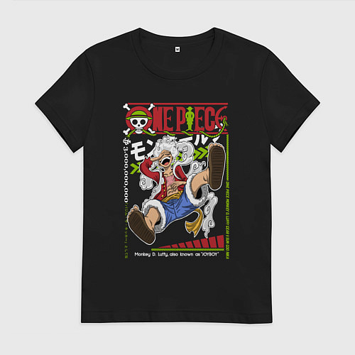 Женская футболка Ванпис Монки Д Луффи / Черный – фото 1