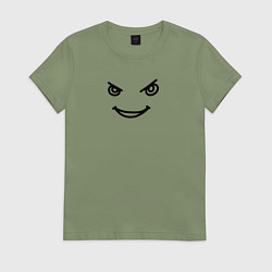 Футболка хлопковая женская Хитрый злобный смайлик, цвет: авокадо