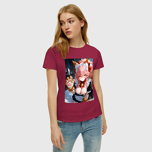 Женская футболка Фейт Тамамо в костюме горничной / Маджента – фото 3