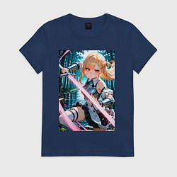 Футболка хлопковая женская Марин Китагава косплей Асуны Юки, цвет: тёмно-синий