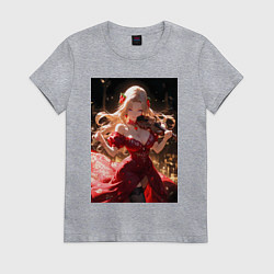 Футболка хлопковая женская Девушка в вечернем платье играет на скрипке, цвет: меланж