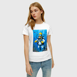 Футболка хлопковая женская Homer diving - ai art fantasy, цвет: белый — фото 2
