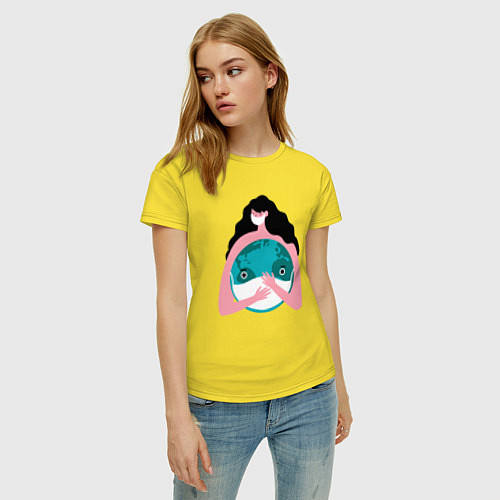 Женская футболка Спасти планету от вируса / Желтый – фото 3