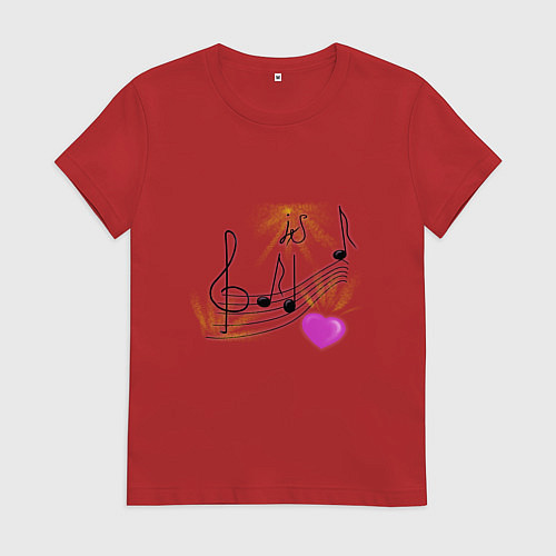 Женская футболка Музыка это моя любовь на светлом фоне / Красный – фото 1