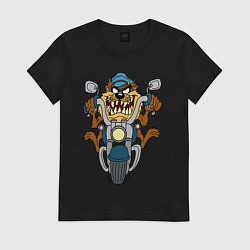 Футболка хлопковая женская Biker Taz, цвет: черный