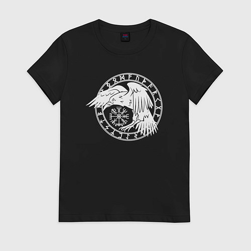 Женская футболка Северный ворон в круге рун / Черный – фото 1