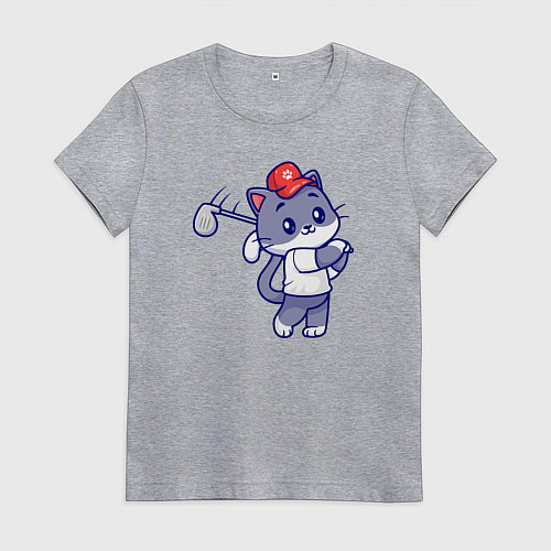 Женская футболка Котёнок гольфист / Меланж – фото 1