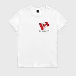 Футболка хлопковая женская Я Канадец - патриотизм, цвет: белый