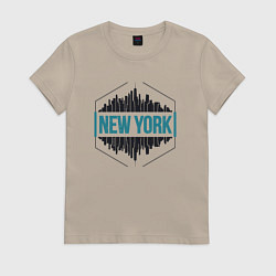 Футболка хлопковая женская City - New York, цвет: миндальный