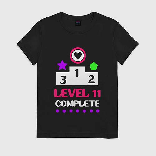 Женская футболка 11 уровень пройден / Черный – фото 1