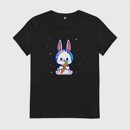 Женская футболка Зайчик космонавтик / Черный – фото 1