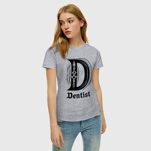Женская футболка D - dentist / Меланж – фото 3