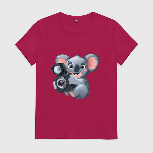 Женская футболка Коала фотограф / Маджента – фото 1