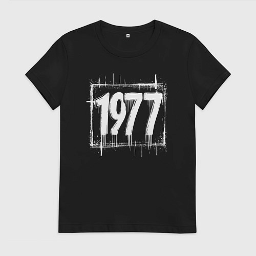 Женская футболка 1977 год белой краской / Черный – фото 1