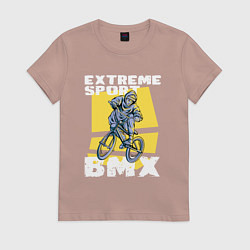 Футболка хлопковая женская BMX фристайл, цвет: пыльно-розовый