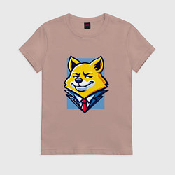 Футболка хлопковая женская Ехидный лис, цвет: пыльно-розовый