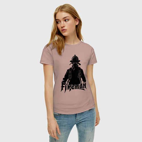 Женская футболка Аниме пожарный / Пыльно-розовый – фото 3