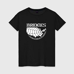 Футболка хлопковая женская Bridges logo, цвет: черный