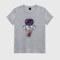 Футболка хлопковая женская Космический бабл-чай, цвет: меланж