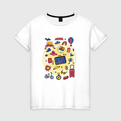 Футболка хлопковая женская Летние путешествия, цвет: белый