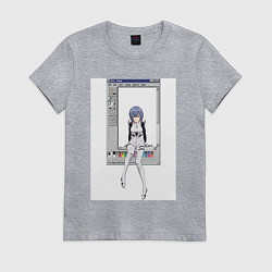 Футболка хлопковая женская Аянами Рей в paint окне, цвет: меланж