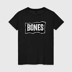 Футболка хлопковая женская Bones лого, цвет: черный