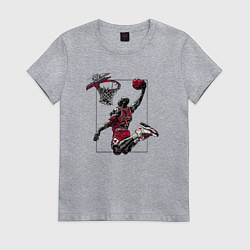 Футболка хлопковая женская Michael Jordan dunk, цвет: меланж