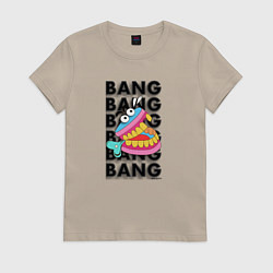 Футболка хлопковая женская Bang bang toothy, цвет: миндальный