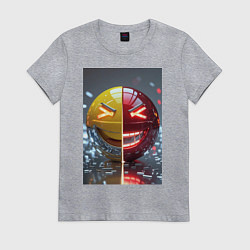 Футболка хлопковая женская Смайлик твоего переменного настроения, цвет: меланж