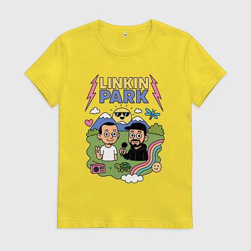Женская футболка Линкин Парк, мультяшный стиль / Желтый – фото 1