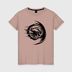 Футболка хлопковая женская Волейбольный мяч вихревой удар, цвет: пыльно-розовый