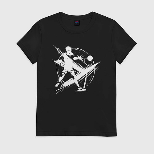 Женская футболка Динамичная игра в настольный теннис / Черный – фото 1
