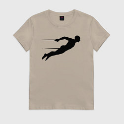 Футболка хлопковая женская Скорость плавца, цвет: миндальный