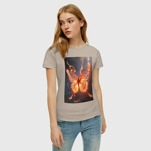 Женская футболка Огненная бабочка / Миндальный – фото 3