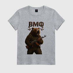 Женская футболка ВМФ медведь с автоматом