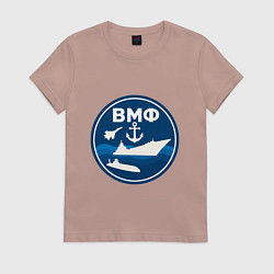 Женская футболка ВМФ - самолет, корабль, подводная лодка и якорь