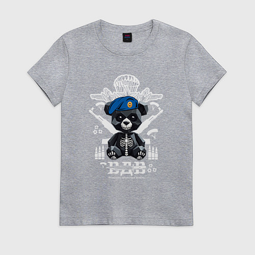 Женская футболка Медведь десантник ВДВ / Меланж – фото 1