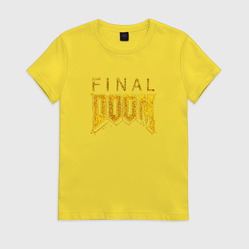 Женская футболка Doom final gold logo / Желтый – фото 1