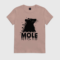 Футболка хлопковая женская Крот в черных каплях, цвет: пыльно-розовый