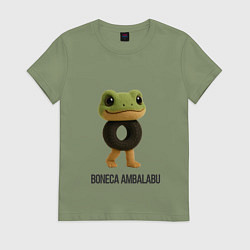 Футболка хлопковая женская Boneca Ambalabu Brainrot, цвет: авокадо