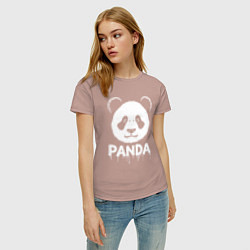 Футболка хлопковая женская Панда белой краской, цвет: пыльно-розовый — фото 2