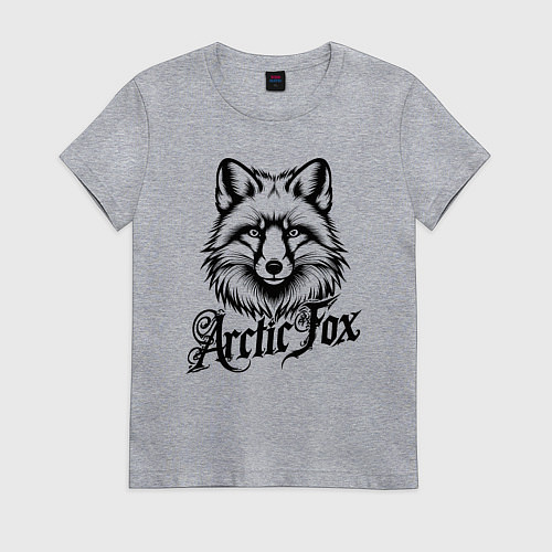 Женская футболка Арктический лис каллиграфической надписью / Меланж – фото 1